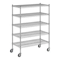 Regency 21" x 42" x 60" NSF Chrome Mobile Wire Shelving Starter Kit with 5 Shelves