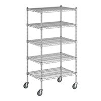 Regency 21" x 30" x 60" NSF Chrome Mobile Wire Shelving Starter Kit with 5 Shelves