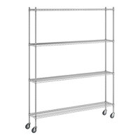Regency 12" x 72" x 92" NSF Chrome Mobile Wire Shelving Starter Kit with 4 Shelves
