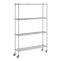 Regency 14" x 60" x 92" NSF Chrome Mobile Wire Shelving Starter Kit with 4 Shelves