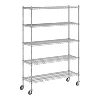 Regency 18" x 54" x 80" NSF Chrome Mobile Wire Shelving Starter Kit with 5 Shelves