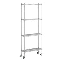 Regency 12" x 36" x 92" NSF Chrome Mobile Wire Shelving Starter Kit with 4 Shelves