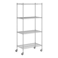 Regency 24" x 42" x 92" NSF Chrome Mobile Wire Shelving Starter Kit with 4 Shelves