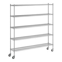 Regency 14" x 72" x 80" NSF Chrome Mobile Wire Shelving Starter Kit with 5 Shelves