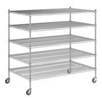 Regency 36" x 60" x 60" NSF Chrome Mobile Wire Shelving Starter Kit with 5 Shelves
