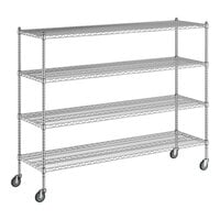 Regency 21" x 72" x 60" NSF Chrome Mobile Wire Shelving Starter Kit with 4 Shelves