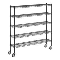 Regency 12" x 54" x 60" NSF Black Epoxy Mobile Wire Shelving Starter Kit with 5 Shelves