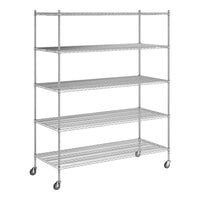Regency 30" x 72" x 92" NSF Chrome Mobile Wire Shelving Starter Kit with 5 Shelves