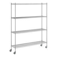 Regency 18" x 72" x 92" NSF Chrome Mobile Wire Shelving Starter Kit with 4 Shelves