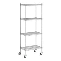 Regency 18" x 30" x 80" NSF Chrome Mobile Wire Shelving Starter Kit with 4 Shelves