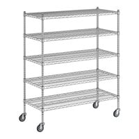 Regency 21" x 48" x 60" NSF Chrome Mobile Wire Shelving Starter Kit with 5 Shelves