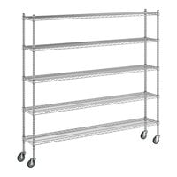 Regency 12" x 72" x 70" NSF Chrome Mobile Wire Shelving Starter Kit with 5 Shelves