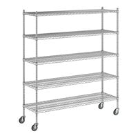 Regency 18" x 60" x 70" NSF Chrome Mobile Wire Shelving Starter Kit with 5 Shelves