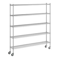 Regency 12" x 72" x 80" NSF Chrome Mobile Wire Shelving Starter Kit with 5 Shelves