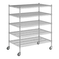 Regency 30" x 48" x 60" NSF Chrome Mobile Wire Shelving Starter Kit with 5 Shelves