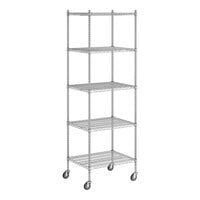 Regency 24" x 30" x 92" NSF Chrome Mobile Wire Shelving Starter Kit with 5 Shelves