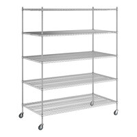 Regency 36" x 72" x 92" NSF Chrome Mobile Wire Shelving Starter Kit with 5 Shelves