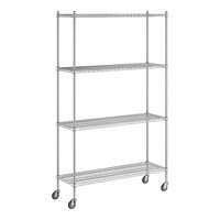 Regency 18" x 54" x 92" NSF Chrome Mobile Wire Shelving Starter Kit with 4 Shelves