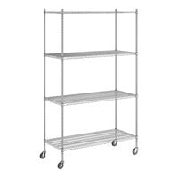 Regency 24" x 54" x 92" NSF Chrome Mobile Wire Shelving Starter Kit with 4 Shelves