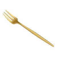 Acopa Odin Gold 5 3/8" 18/8 Brushed Stainless Steel Extra Heavy Weight Forged Oyster / Appetizer / Cocktail Fork - 12/Case