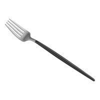 Acopa Odin Black / Silver 7 5/16" 18/8 Brushed Stainless Steel Extra Heavy Weight Forged Salad / Dessert Fork - 12/Case