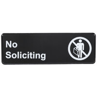No Soliciting Sign - Black and White, 9" x 3"