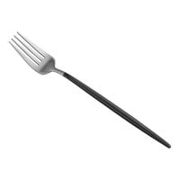 Acopa Odin Black / Silver 8 7/8" 18/8 Brushed Stainless Steel Extra Heavy Weight Forged Dinner Fork - 12/Case