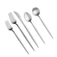 Acopa Odin 18/8 Brushed Stainless Steel Extra Heavy Weight Forged Flatware Set with Service for 12 - 60/Pack