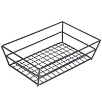 American Metalcraft RMB95B Black Rectangular Small Grid Basket - 9" x 6" x 2 1/2"