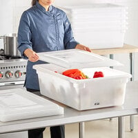 Vigor 26 inch x 18 inch x 9 inch White Polyethylene Food Storage Box with Lid - 6/Pack