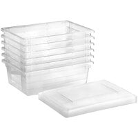 Vigor 26 inch x 18 inch x 9 inch Clear Polycarbonate Food Storage Box with Lid - 6/Pack