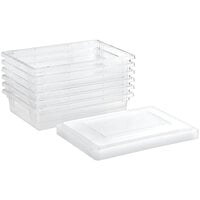 Vigor 26 inch x 18 inch x 6 inch Clear Polycarbonate Food Storage Box with Lid - 6/Pack