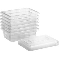 Vigor 18 inch x 12 inch x 6 inch Clear Polycarbonate Food Storage Box with Lid - 6/Pack