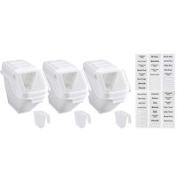 Baker's Mark Set of 3 6.3 Gallon / 100 Cup Ingredient Shelf Bins with 6 Label Sheets