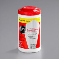 Sani Professional 7 3/4" x 9" 95 Count No-Rinse Sanitizing Multi-Surface Wipes - 6/Case