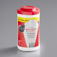 Sani Professional 7 3/4" x 5" 175 Count No-Rinse Sanitizing Multi-Surface Wipes - 6/Case