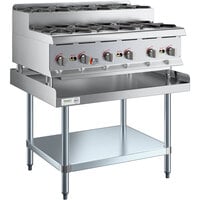 Cooking Performance Group 36SUSNL 36 inch Step-up 6 Burner Countertop Range with Regency Equipment Stand - 180,000 BTU