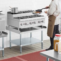 Cooking Performance Group 36SUSNL 36 inch Step-up 6 Burner Countertop Range with Regency Equipment Stand - 180,000 BTU