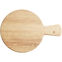 Acopa 9" Round Light Oak Faux Wood Melamine Serving Board with Handle