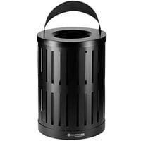 Commercial Zone Parkview Dualcoat 72888499 34 Gallon Black Steel Recycling Bin with Canopy Top and Logo