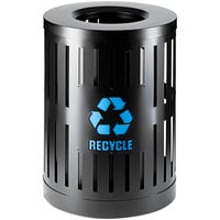 Commercial Zone Parkview Dualcoat 72884499 34 Gallon Black Steel Recycling Bin with Logo