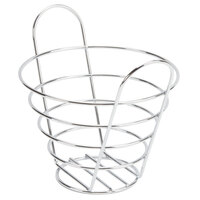 American Metalcraft WBC705 Round Chrome Wire Basket with Handles - 7" x 5"