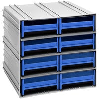 Quantum 11 3/8" x 11 3/4" x 11" Interlocking Storage Cabinets with 8 Blue Large Drawers with Windows QIC-83BL