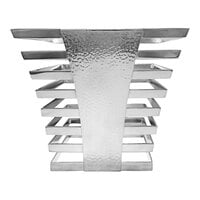 Spring USA Xcessories 6 1/2" x 6 1/2" x 9" Square Stainless Steel Hammered Finish Display Tower / Riser