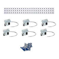 Triton Products LocBoard 4 1/2" x 36" White Steel Pneumatic Tool Pegboard Kit with 6 Hooks