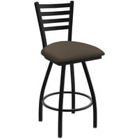 Holland Bar Stool XL 410 Jackie 30" Ladderback Swivel Bar Stool with Black Wrinkle Finish and Canter Earth Seat