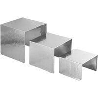 Spring USA Xcessories 3-Piece Square Stainless Steel Hammered Finish Nesting Display Riser Set
