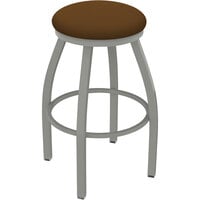Holland Bar Stool XL 802 Misha 30" Ladderback Swivel Bar Stool with Anodized Nickel Finish and Canter Thatch Seat