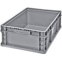 Quantum 24 inch x 15 inch x 7 1/2 inch Heavy-Duty Gray Stacker Straight Wall Container with Built-In Handle Grips RSO2415-7