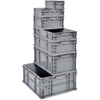 Quantum 24 inch x 15 inch x 7 1/2 inch Heavy-Duty Gray Stacker Straight Wall Container with Built-In Handle Grips RSO2415-7